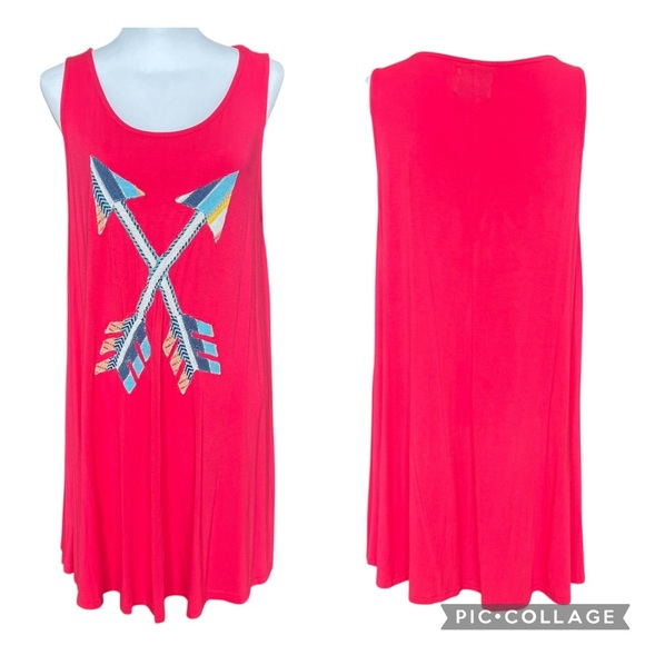 Judith March Dress Women’s Large Pink Trapeze Mini Length Double Arrows Swing - Picture 1 of 11